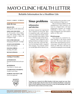 MAYO CLINIC HEALTH LETTER Sinus problems Reliable Information for a Healthier Life