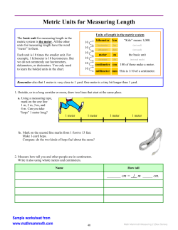 Metric Units for Measuring Length