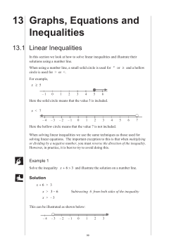 13 Graphs, Equations and Inequalities 13.1 Linear Inequalities