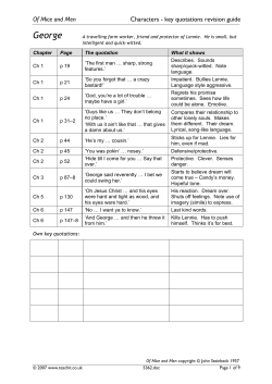 George Of Mice and Men Characters - key quotations revision guide