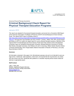 Criminal Background Check Report for Physical Therapist Education Programs January 2010  