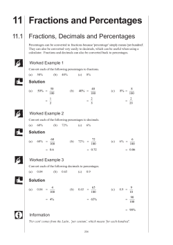 11 Fractions and Percentages 11.1 Fractions, Decimals and Percentages