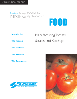 FOOD MIXING Manufacturing Tomato Sauces and Ketchups