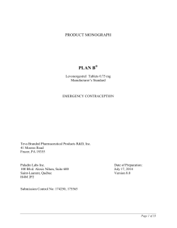 PLAN B PRODUCT MONOGRAPH