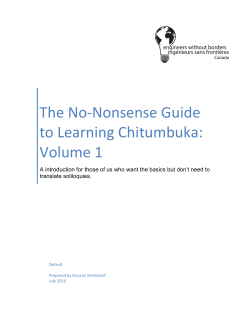 The No-Nonsense Guide to Learning Chitumbuka: Volume 1