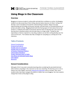 Using Blogs in the Classroom  Overview