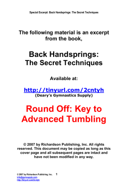 Round Off: Key to  Advanced Tumbling Back Handsprings:
