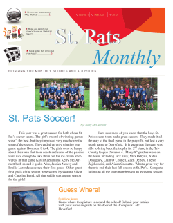 St. Pats Monthly St. Pats Soccer!