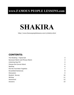 SHAKIRA www.FAMOUS PEOPLE LESSONS.com  CONTENTS: