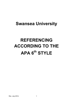 Swansea University REFERENCING ACCORDING TO THE