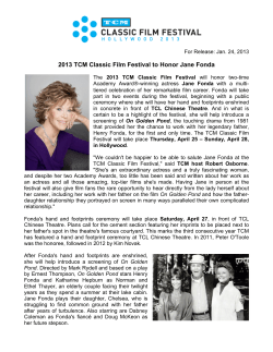 2013 TCM Classic Film Festival to Honor Jane Fonda