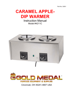 CARAMEL APPLE- DIP WARMER Instruction Manual Model #4211C