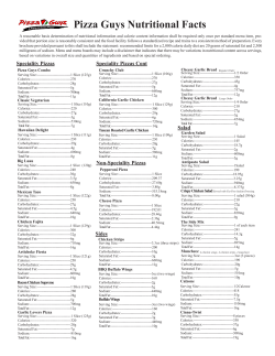 Pizza Guys Nutritional Facts