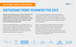 INSTAGRAM FRONT-RUNNERS FOR 2013 RESTAURANT SOCIAL MEDIA REPORT: