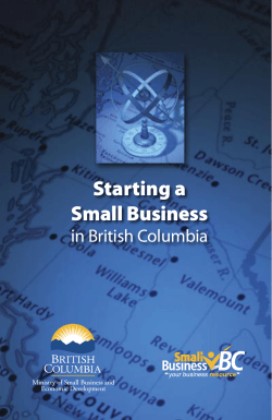 Starting a Small Business in British Columbia Ministry of Small Business and