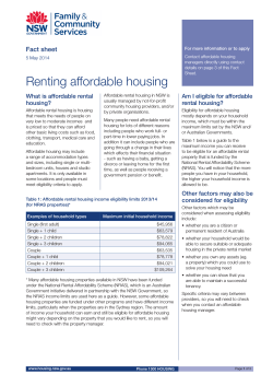 Renting affordable housing Fact sheet What is affordable rental
