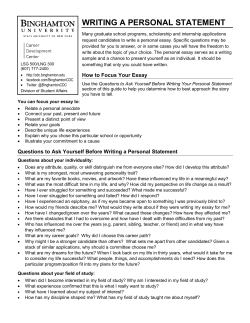 WRITING A PERSONAL STATEMENT