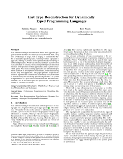 Fast Type Reconstruction for Dynamically Typed Programming Languages Fr´ed´eric Pluquet Antoine Marot