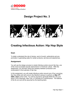 Design Project No. 3 Creating Infectious Action: Hip Hop Style Goal: