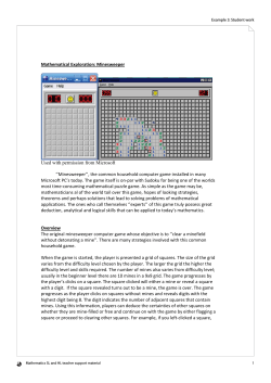 Mathematical Exploration: Minesweeper  Used with permission from Microsoft