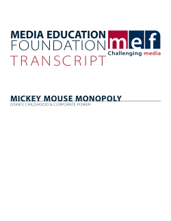FOUNDATION T R AN SC R I PT MEDIA EDUCATION MICKEY MOUSE MONOPOLY