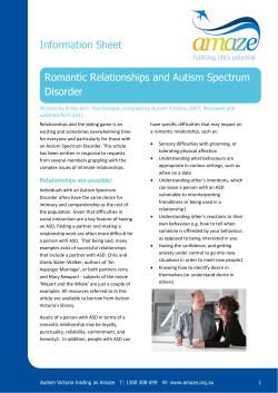 Information Sheet Romantic Relationships and Autism Spectrum Disorder ,