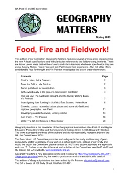 GEOGRAPHY MATTERS Food, Fire and Fieldwork!