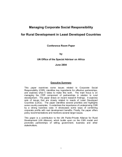 Managing Corporate Social Responsibility for Rural Development in Least Developed Countries