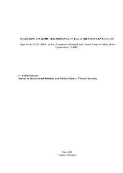MEASURING SYSTEMIC PERFORMANCE OF THE LITHUANIAN GOVERNMENT Organization“ (CRIPO)