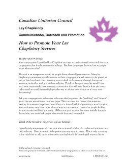 Canadian Unitarian Council How to Promote Your Lay Chaplaincy Services Lay Chaplaincy