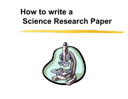 How to write a Science Research Paper