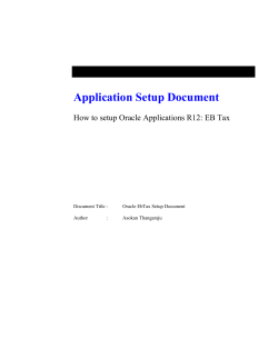 Application Setup Document  How to setup Oracle Applications R12: EB Tax