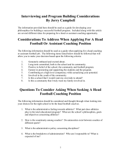 Interviewing and Program Building Considerations By Jerry Campbell