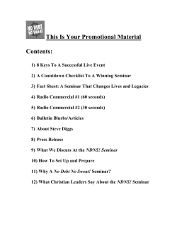 This Is Your Promotional Material  Contents:
