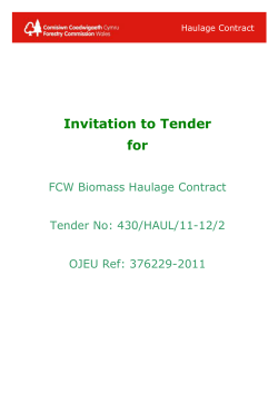 Invitation to Tender for  FCW Biomass Haulage Contract