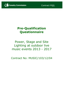 Pre-Qualification Questionnaire  Power, Stage and Site