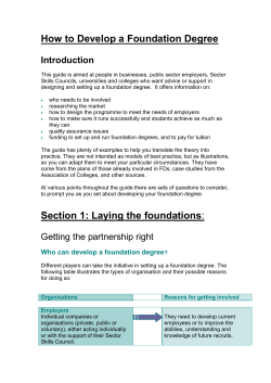 How to Develop a Foundation Degree  Introduction