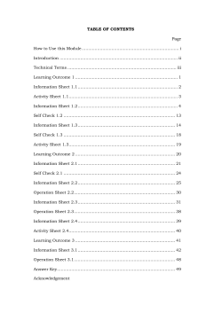 TABLE OF CONTENTS  Page How to Use this Module ........................................................................... i