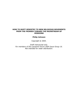HOW TO SHIFT MINISTRY TO NEW RELIGIOUS MOVEMENTS MISSIONS