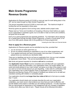 Main Grants Programme Revenue Grants