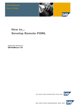 How to... Develop Remote POWL SAP NetWeaver