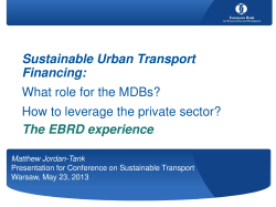 Sustainable Urban Transport Financing: What role for the MDBs?