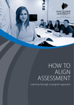 HOW TO ALIGN ASSESSMENT Learning through a program approach