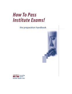 How To Pass Institute Exams! the preparation handbook