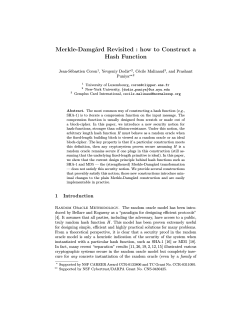 Merkle-Damg˚ ard Revisited : how to Construct a Hash Function Jean-S´ebastien Coron