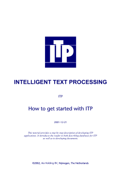I INTELLIGENT TEXT PROCESSING How to get started with ITP