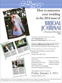 How to announce your wedding in the 2014 issue of of Northeast Mississippi