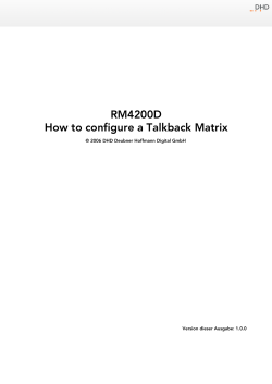 RM4200D How to configure a Talkback Matrix Version dieser Ausgabe: 1.0.0