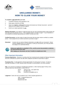 UNCLAIMED MONEY: HOW TO CLAIM YOUR MONEY A S I C