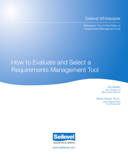 How to Evaluate and Select a Requirements Management Tool Seilevel Whitepaper www.seilevel.com